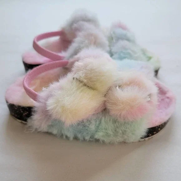 Wonder Nation Tie Dye Open Toe Fuzzy Sandals - Picture 1 of 7